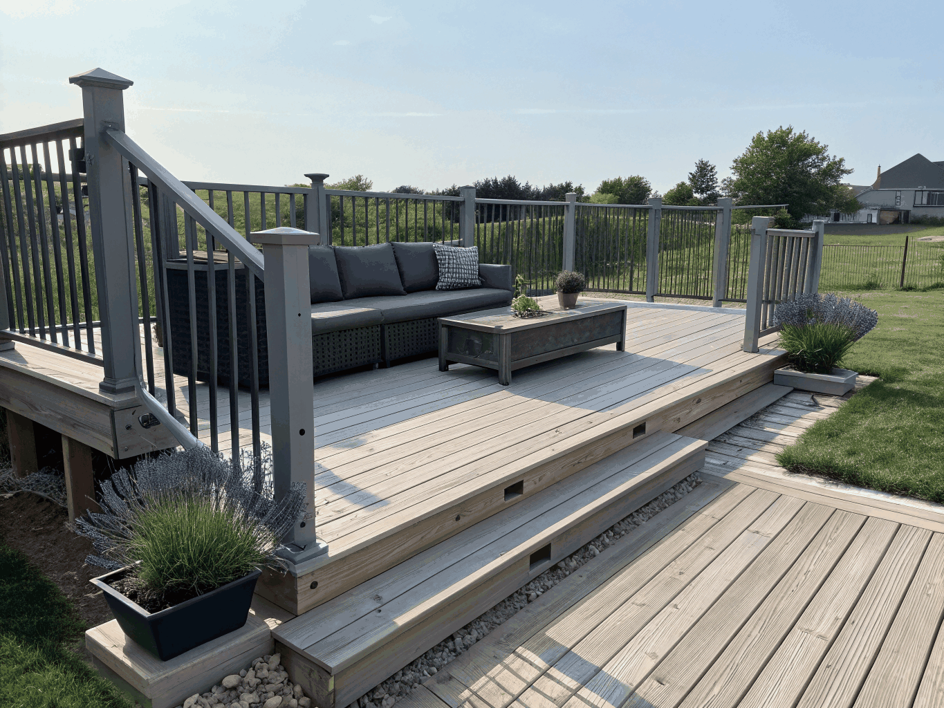 Concrete deck area with clean lines