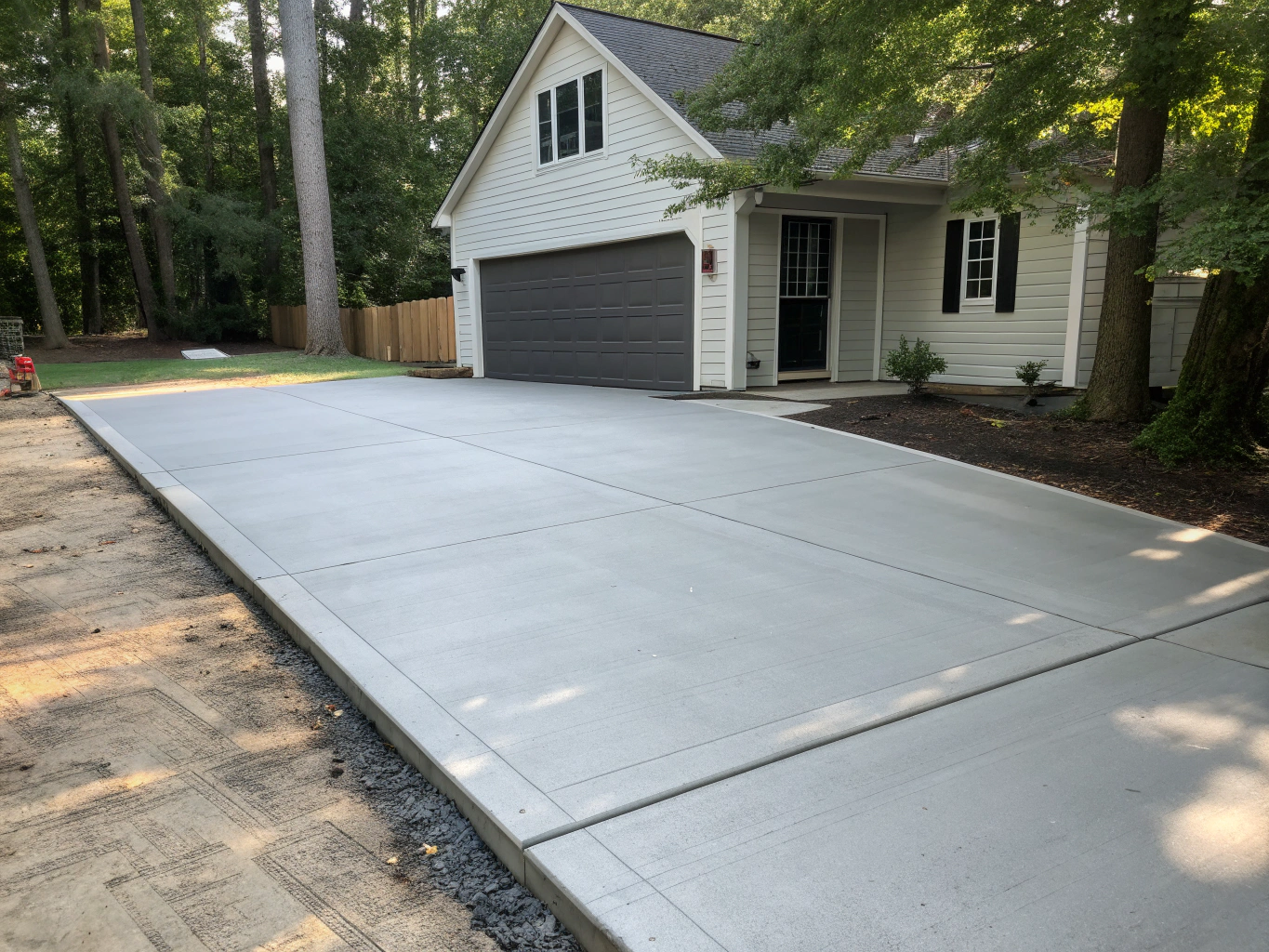 Residential concrete driveway with clean finish